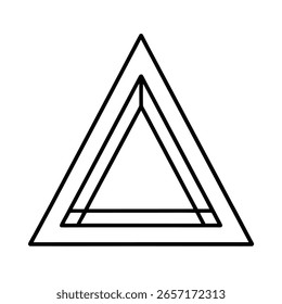 Concentric line art triangles on a geometric shape