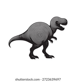 Línea concéntrica T-Rex Silhouette – Abstractas Vector de dinosaurio con patrón circular para diseño moderno y educativo