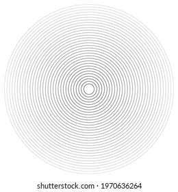 Concentric linear circles, neutral round element. Halftone outline element isolated on white background.