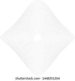 Concentric lines asymmetric shape round motion circular design element black monochrome isolated on white vector graphic icon sign template background