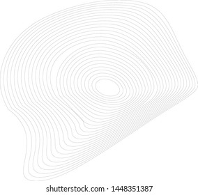 Concentric lines asymmetric shape round motion circular design element black monochrome isolated on white vector graphic icon sign template background