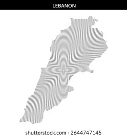 Concentric lines create an artistic representation of Lebanon.