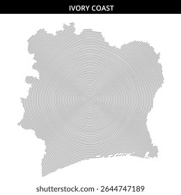 Concentric lines create a unique design of Ivory Coast's shape.