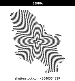 Concentric lines create a unique representation of Serbia.