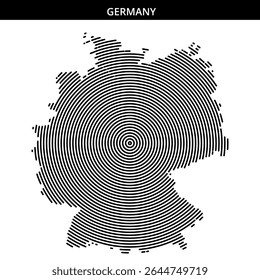 Concentric lines form an abstract depiction of Germany's shape.
