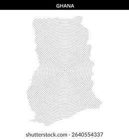 Concentric lines form the shape of Ghana with unique design.