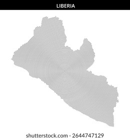 Concentric lines form a unique representation of Liberia's shape.