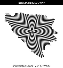 Concentric lines form a unique representation of Bosnia Herzegovina.