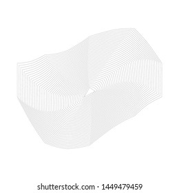 Concentric lines with midpoint random shape geometric design element black monochrome isolated on white template background vector design