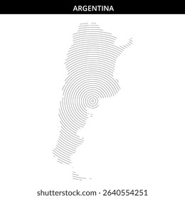 Concentric lines shape the outline of Argentina on a flat background.