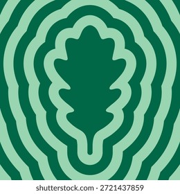 Folha de carvalho concêntrica, fundo contornos verdes. Um arranjo repetitivo da folhagem de espécies de Quercus.