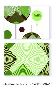 concentric pattern balls card templates in green tea shades