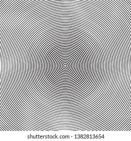 Concentric pattern, radial texture, black and white vector background, vintage op art design background, 80 s style banner design