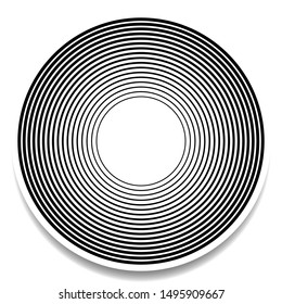 Concentric, radial circles pattern. Radiating, circular spiral, vortex lines. Rays, beams, signal burst design. Merging rippled lines. Converging rings, geometric illustration