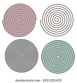 Concentric radial circles. Radiating, circular spiral, vortex circular lines.