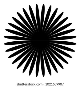 Concentric radial element. Radiating abstract geometric element