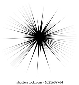 Concentric radial element. Radiating abstract geometric element
