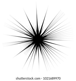 Concentric radial element. Radiating abstract geometric element