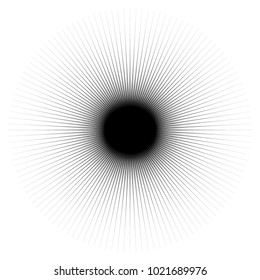 Concentric radial element. Radiating abstract geometric element