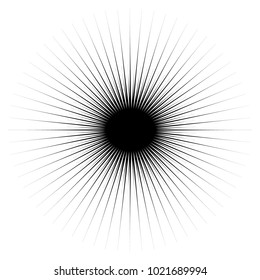 Concentric radial element. Radiating abstract geometric element