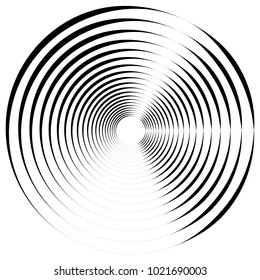 Concentric radial element. Radiating abstract geometric element