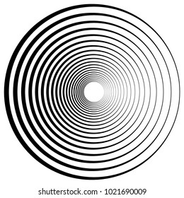 Concentric radial element. Radiating abstract geometric element