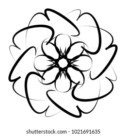 Concentric radial element. Radiating abstract geometric element