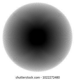 Concentric radial element. Radiating abstract geometric element