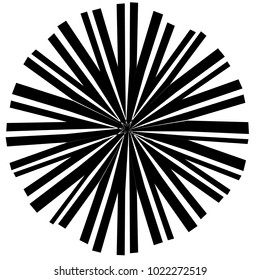Concentric radial element. Radiating abstract geometric element