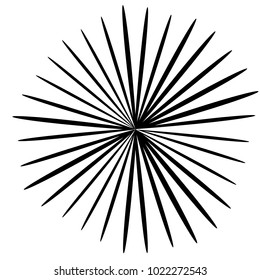 Concentric radial element. Radiating abstract geometric element