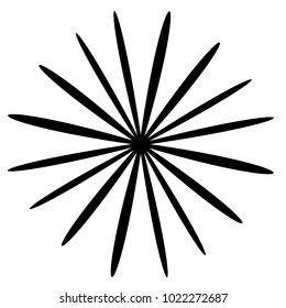 Concentric radial element. Radiating abstract geometric element