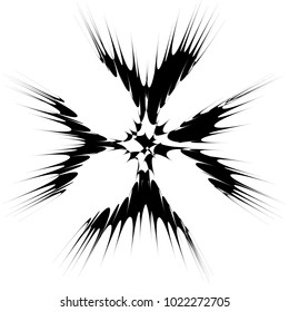 Concentric radial element. Radiating abstract geometric element