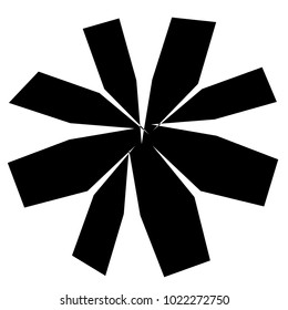 Concentric radial element. Radiating abstract geometric element
