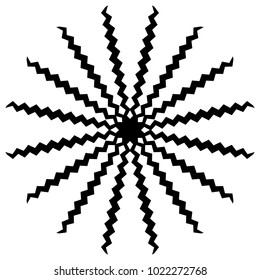 Concentric radial element. Radiating abstract geometric element