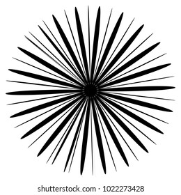 Concentric radial element. Radiating abstract geometric element