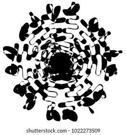 Concentric radial element. Radiating abstract geometric element