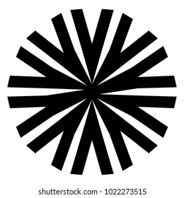 Concentric radial element. Radiating abstract geometric element