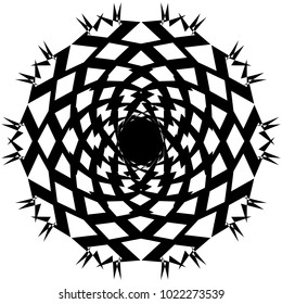 Concentric radial element. Radiating abstract geometric element