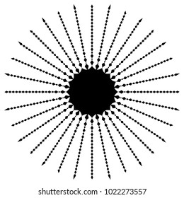 Concentric radial element. Radiating abstract geometric element