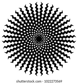 Concentric radial element. Radiating abstract geometric element