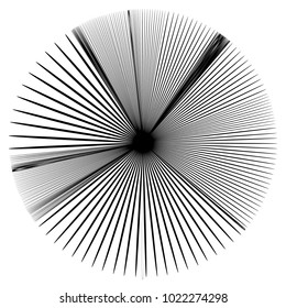 Concentric radial element. Radiating abstract geometric element