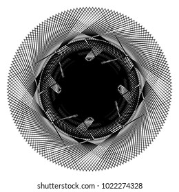 Concentric radial element. Radiating abstract geometric element