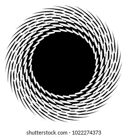 Concentric radial element. Radiating abstract geometric element