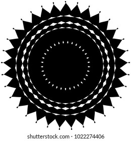 Concentric radial element. Radiating abstract geometric element