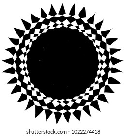 Concentric radial element. Radiating abstract geometric element