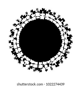 Concentric radial element. Radiating abstract geometric element