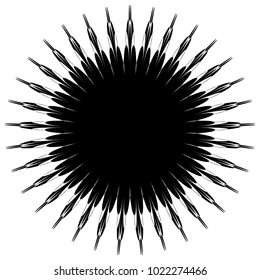 Concentric radial element. Radiating abstract geometric element