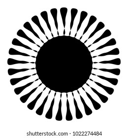 Concentric radial element. Radiating abstract geometric element