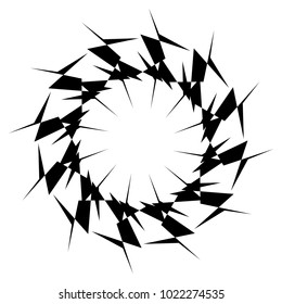 Concentric radial element. Radiating abstract geometric element