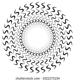 Concentric radial element. Radiating abstract geometric element